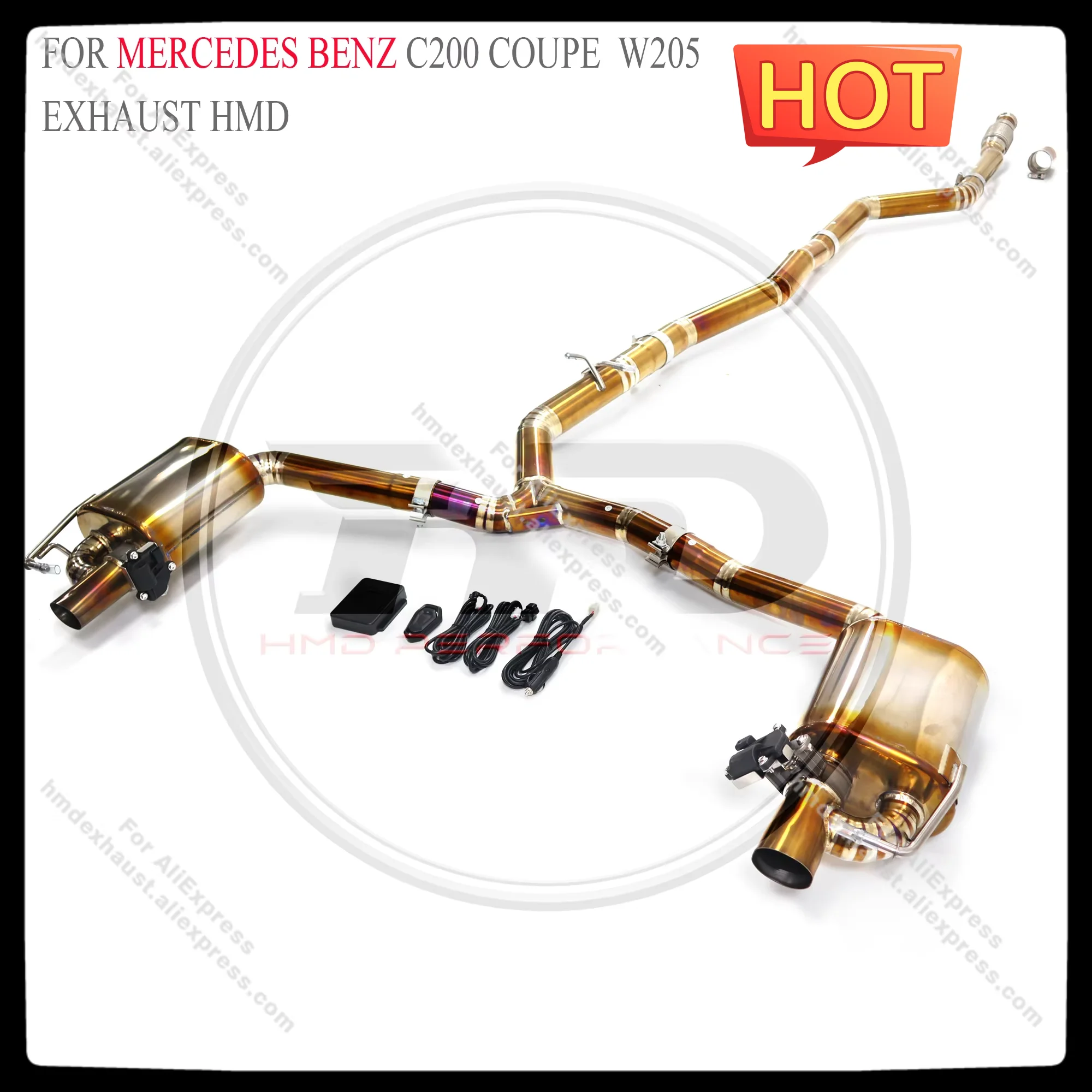 HMD Titanium Exhaust System Performance Catback for Mercedes Benz C200 Coupe W205 Muffler With Valve