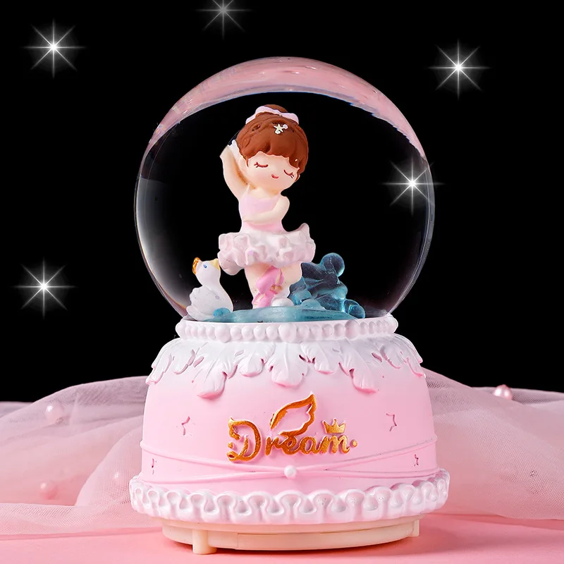 Creative Snowball Music Box Luminous Crystal Ball Girl\'s Birthday Gift Home Decoration