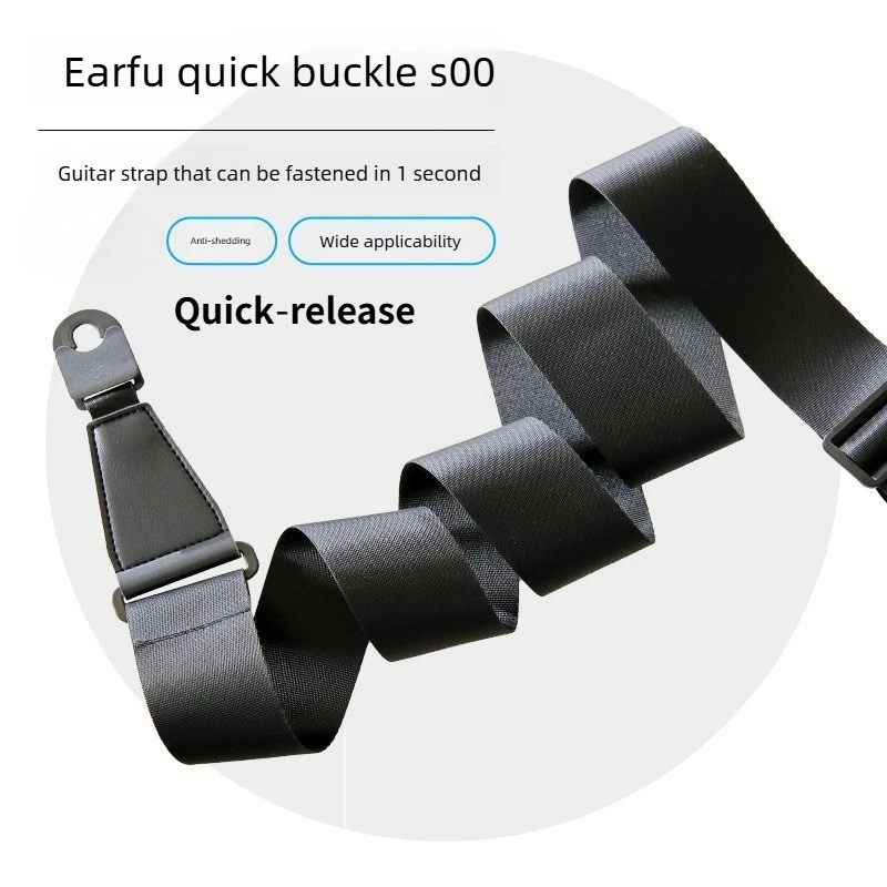 Erfu S00 Guitar Strap, Widened Crossbody Shoulder Strap for Acoustic Folk Electric Guitar Bass, No Drilling Required