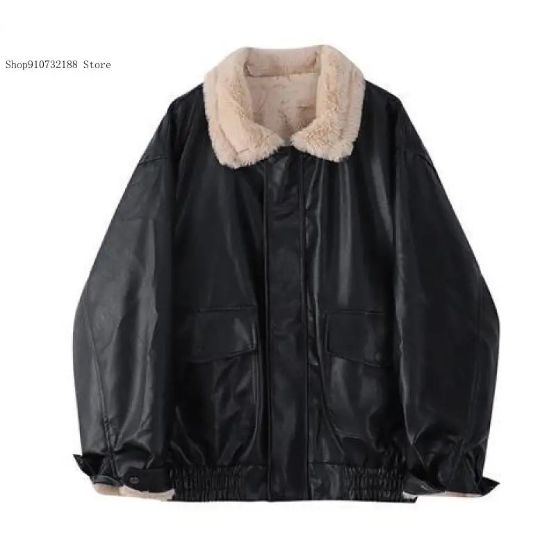 Leather Clothing Women\'s Fashion Elegant Leather Coat Women\'s Autumn and Winter Casual Jacket Zipper Retro Biker Jacket