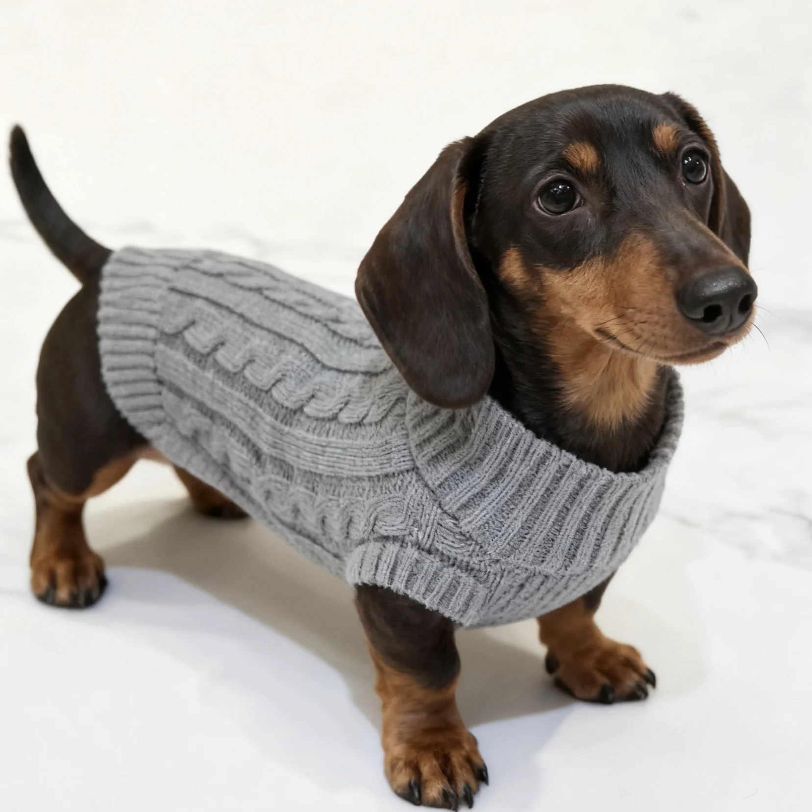 Winterwarme Strickweste mit 2 Beinen für Wienerhunde, einfarbig, ärmellos, für Badger-Hunde, weicher Mantel für kleine bis mittelgroße Dackel – Detail 4