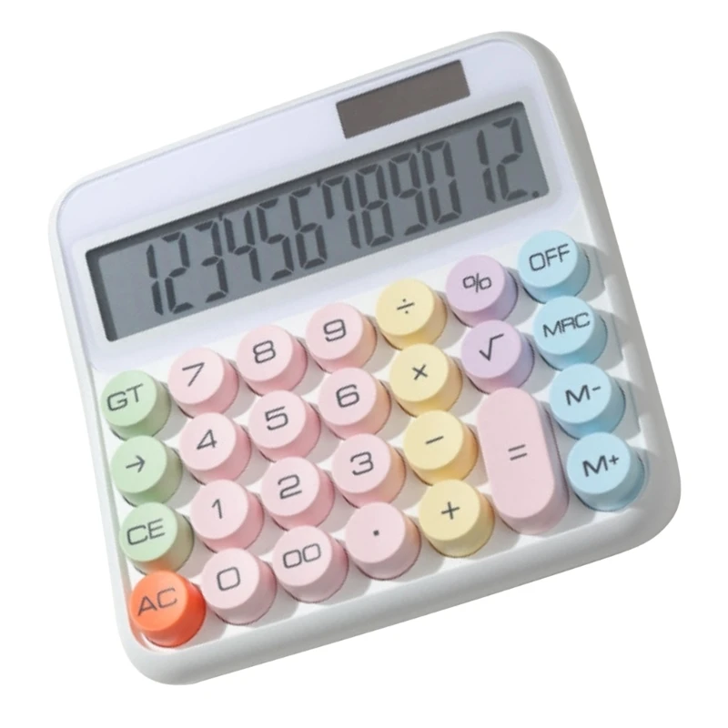 ADWE Cute Desk Calculator 12 Digit Large Buttons Display Comfortable Button Handheld Calculator Small Pocket Calculator