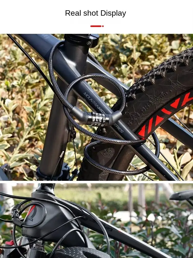 AliExpress NONE Bicycle Lock with 4-Digit Password, Anti-Theft Lock, Bicycle Safety Accessories, Steel Cable Bicycle Lock