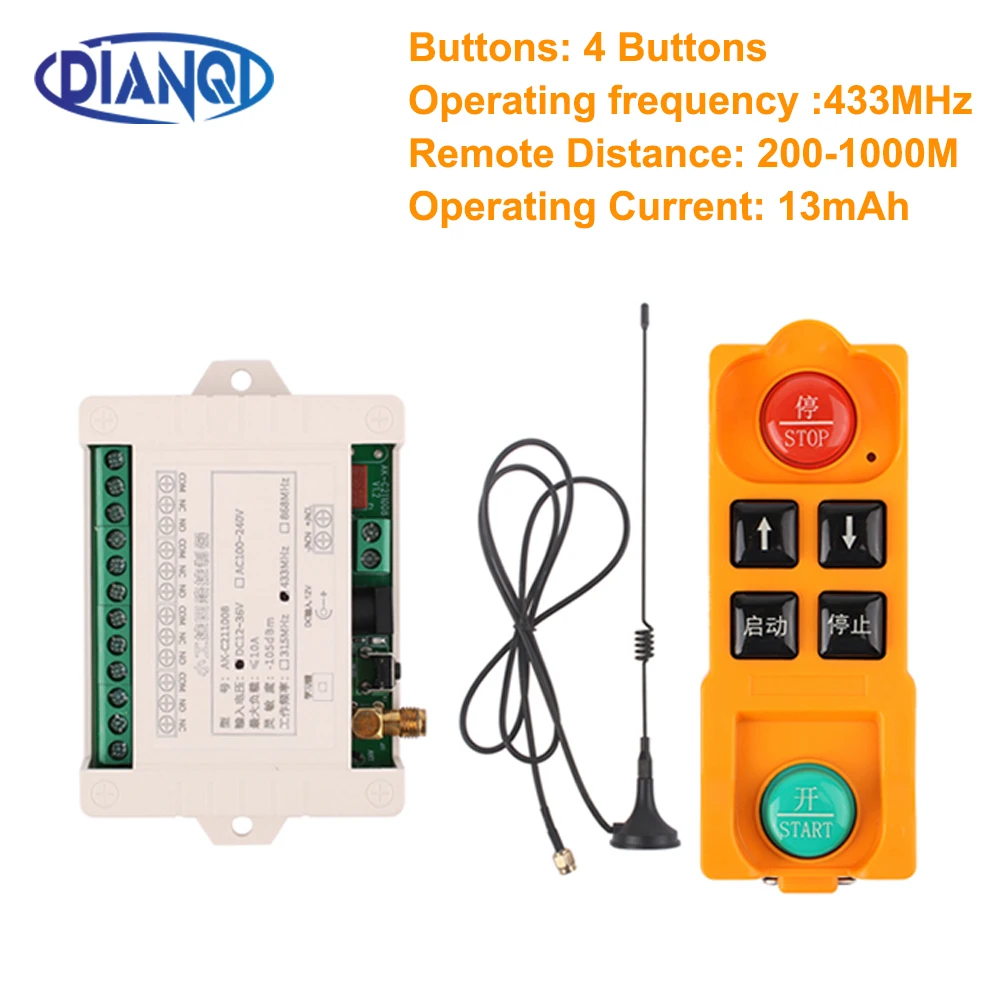 DC 12V-36V AC 220V 4CH Wireless Remote Control LED Light Switch Relay Output Radio RF Waterproof Transmitter And Receiver