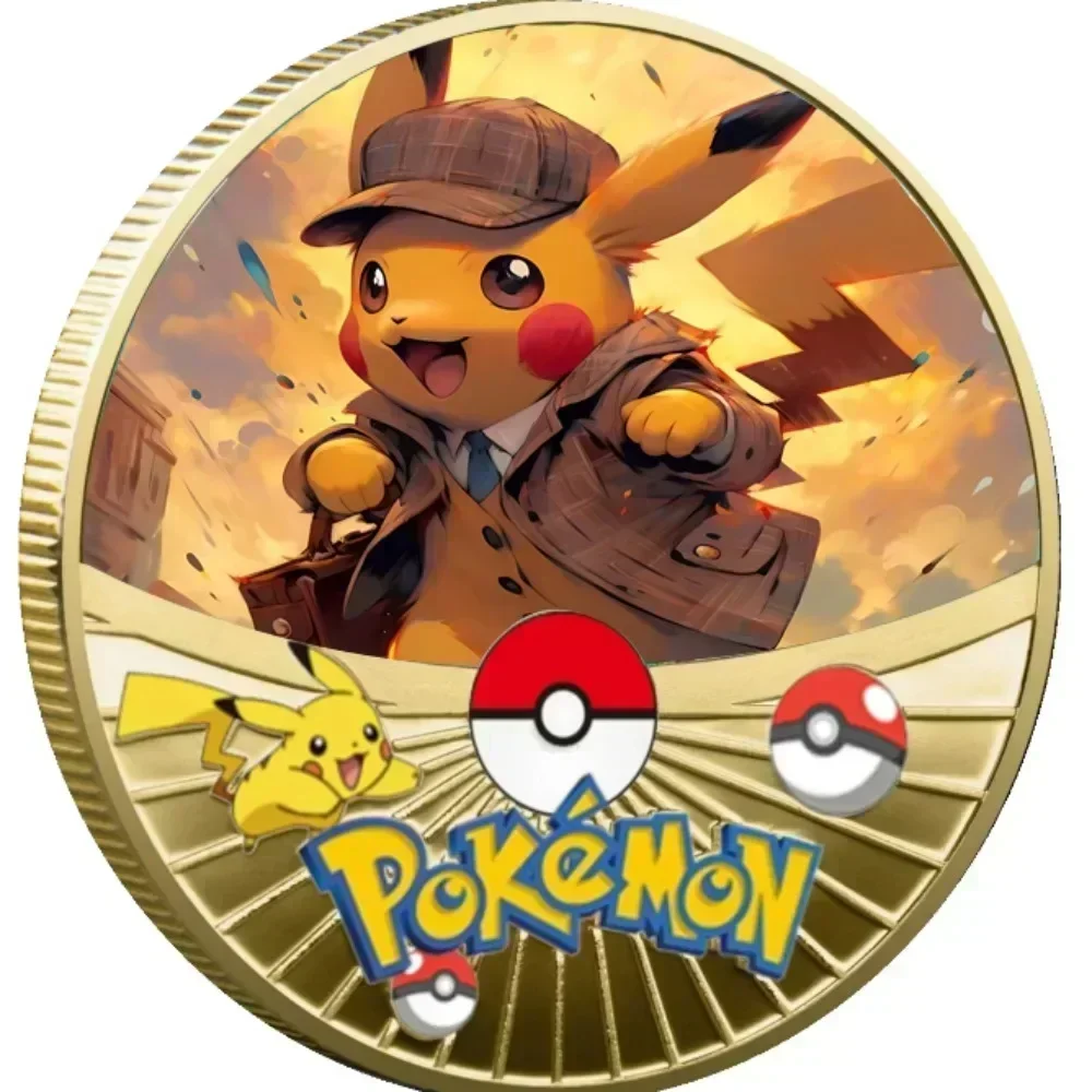 New Pokemon Gold Coin Metal Set Pikachu Charizard Commemorative  Baby Pokemon Starry Sky Oil Painting Coin Commemorative Medal