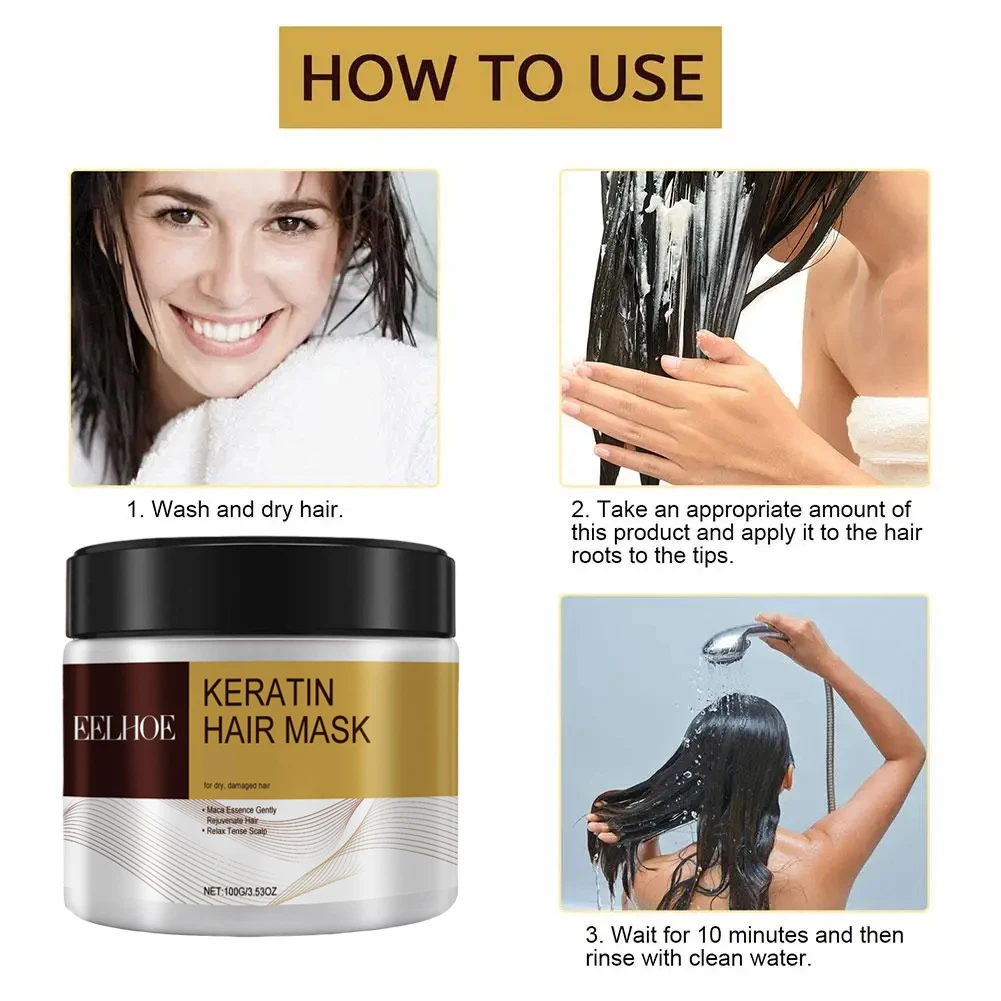 Mascarilla capilar de colágeno, hidrata profundamente, reparación del cabello seco, rizado, dañado, mágico, suaviza, alisa, acondicionador de