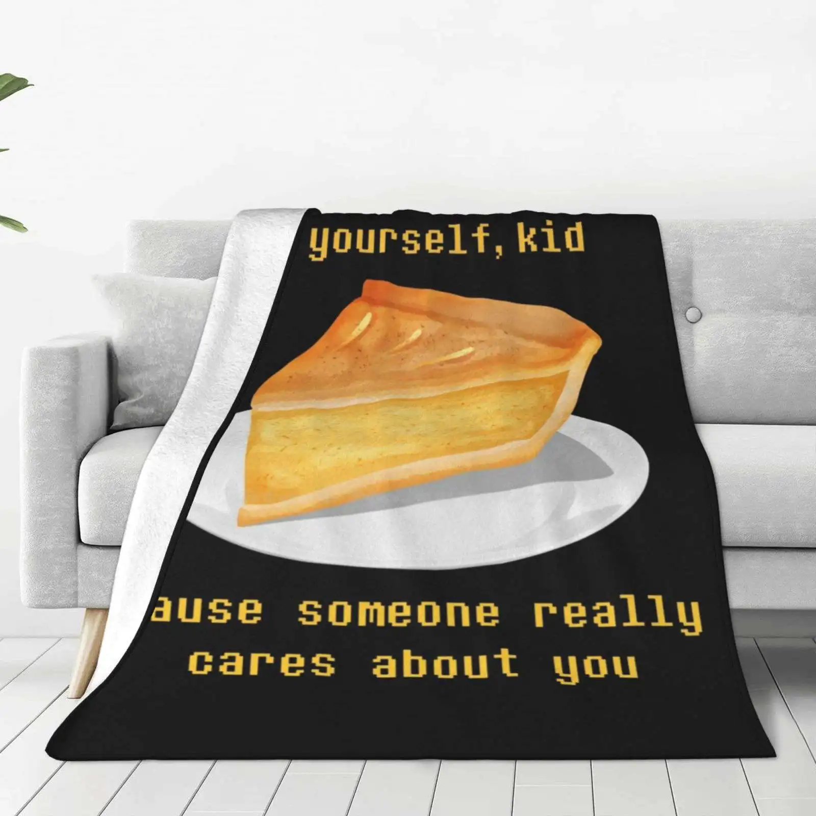 Take Care-Undertale Fashion Soft Warm Throw Blanket Black Gaming Gamer Undertale Fanart Food Game Quotes Sweets Dessert