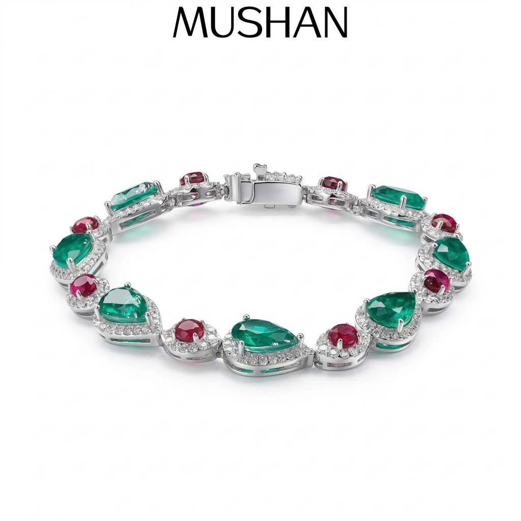 MuShan Jewelry 925 Sterling Silver Bangle 5A CZ Gemstones HCD Gemstones Luxury Wedding 925 Sterling Silver Bangles Accessories