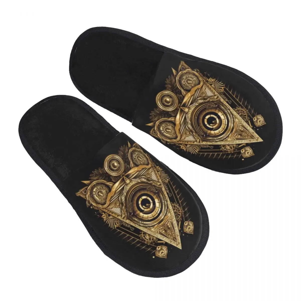 Home Slippers Indoor Bedroom Slipper Heraldic Sign With Sacred Geometry Flip Flops Autumn Winter Furry Plush Shoes