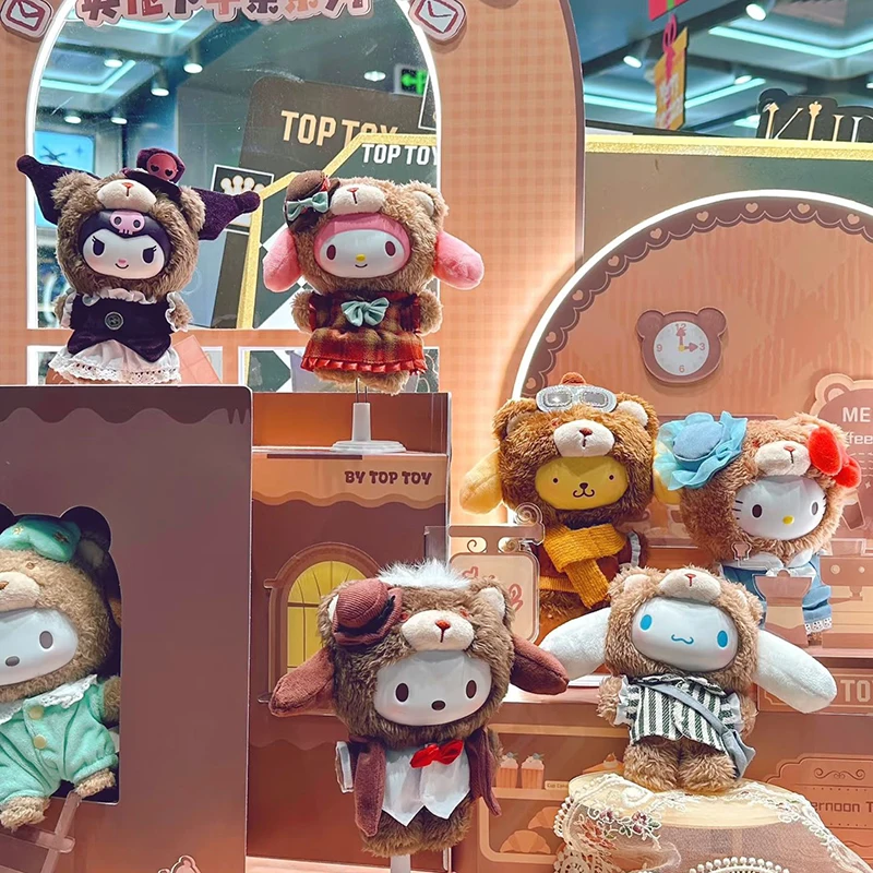 Sanrio อะนิเมะ 1th-4th Full Series ไวนิลกล่องตาบอด Plush Latte Kawaii Kuromi/Hello Kitty กระเป๋าเป้สะพายหลังจี้ของเล่นเด็กวันเกิด