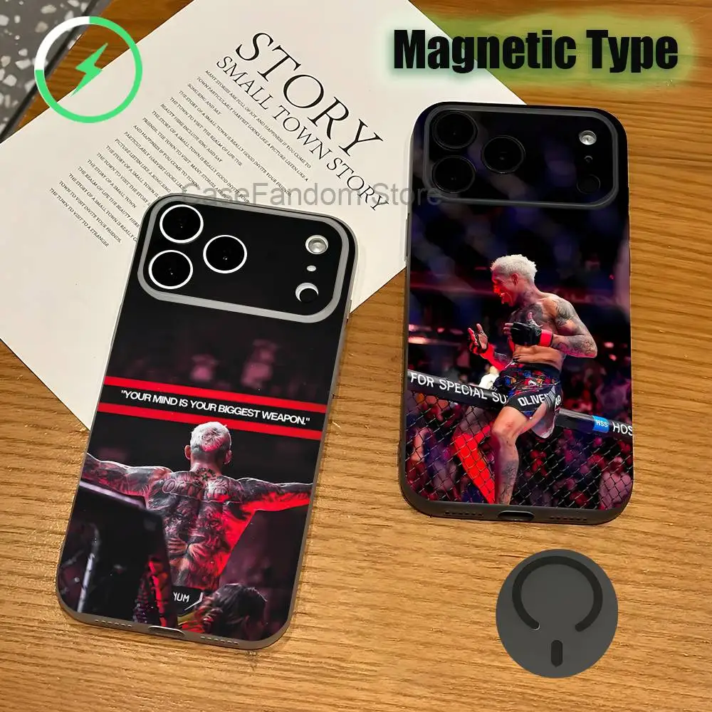 

Boxing C-Charles Oliveira For iPhone 17,16,15,14,13,12,11,Pro,Max,Plus Magnetic Wireless Charging Transparent gray Phone Case