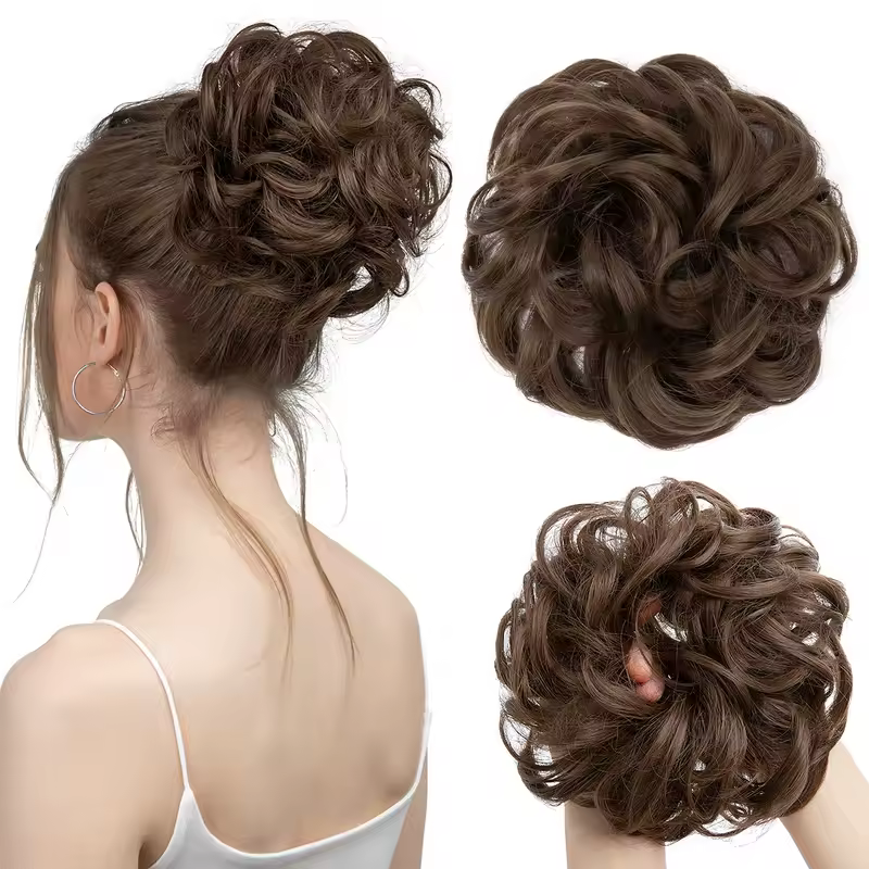 Synthetic Messy Hair Bun Extensions Big Curly Elastic Hair Scrunchies Hairpieces Chignon Donut Updo Hair Pieces for Women - Image 21