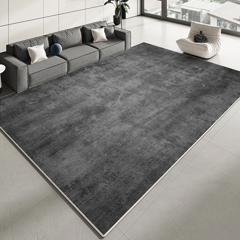 Modern Solid Dark Gray Area Rug for Living Room Bedroom Non Slip Floor Mat with Plush Texture and Minimalist Design