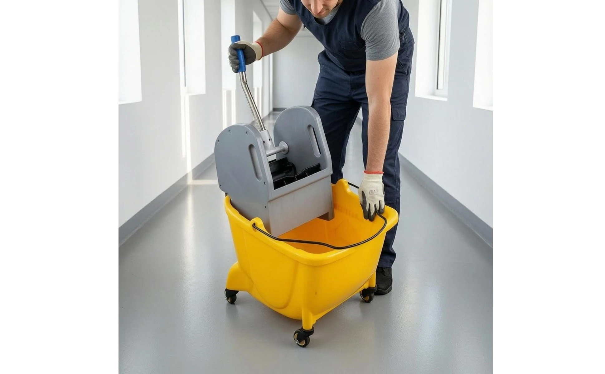 Wringer Trolley Wheeled Mop Pail Wringer Cart Pail Cart 4-Caster for Rinsing