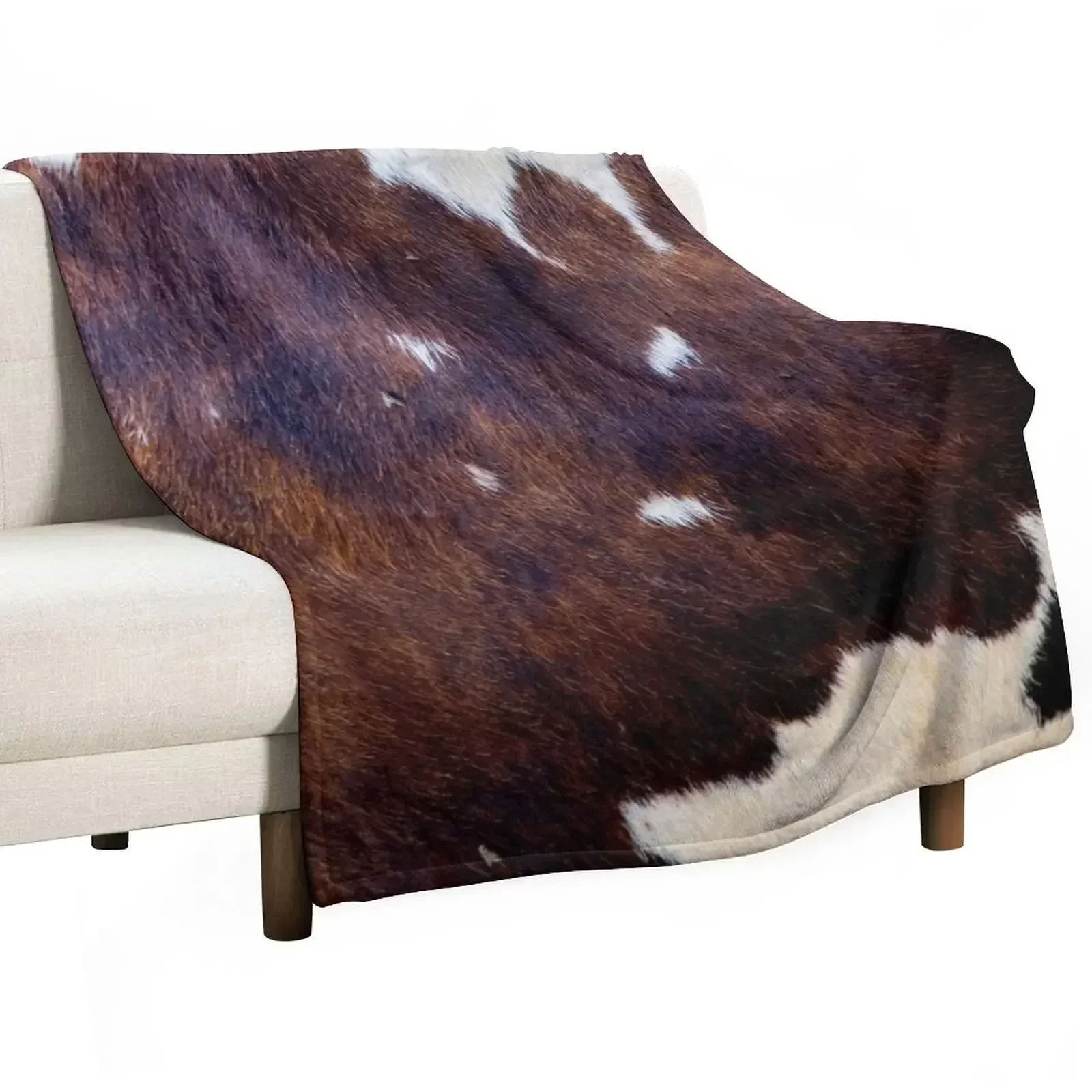 Rusty wild cowhide decor Throw Blanket Stain Resistant Cozy Warm Blanket