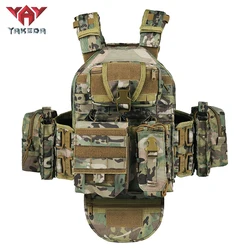 YAKEDA Quick Release Chaleco Tactical Plate Carrier Molle Quick Release Crotch Protection Kamizelka taktyczna 1000D Nylon