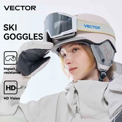 VECTOR, gafas de esquí pequeñas, montura con correa estampada para hombres y mujeres, lentes magnéticos intercambiables, gafas de sol UV400, gafas de nieve antiniebla