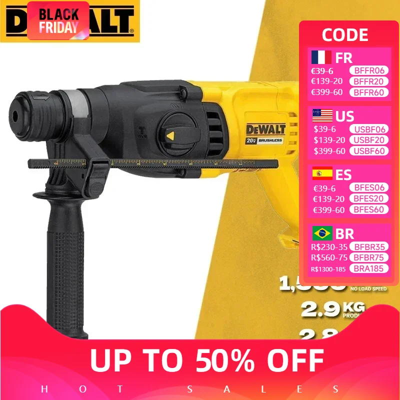 DEWALT DCH133 Brushless Rotary Hammer Bare Tool 20V MAX Variable Speed Multifunctional Rechargeable Impact Drill Power Tools