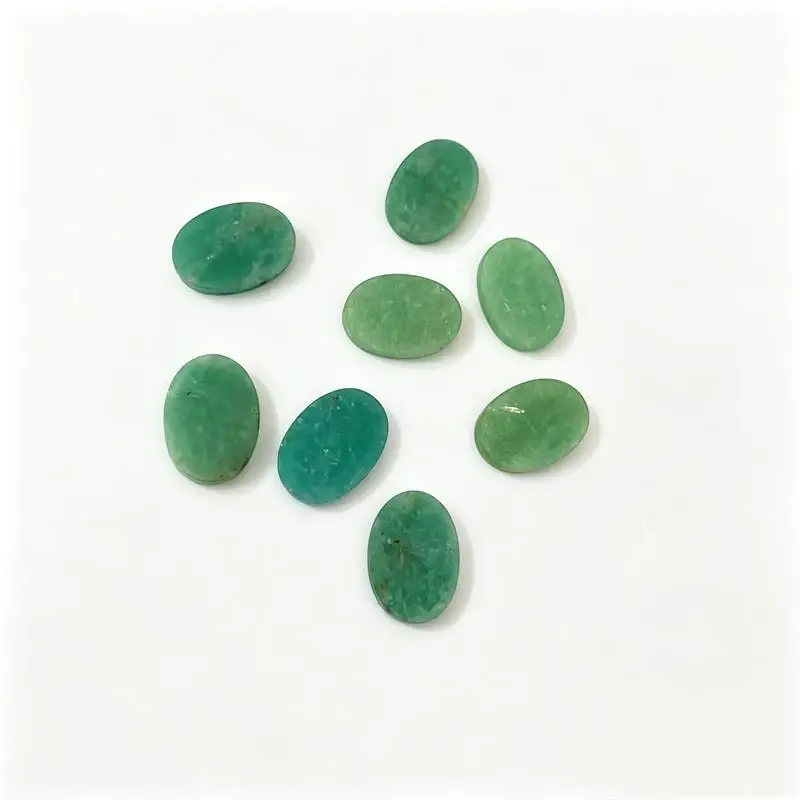 1PC 10x14-13x18mm Peruvian Amazonite Flat Oval Cabochon Beads No Hole Polished Flat Back for Necklace Pendant