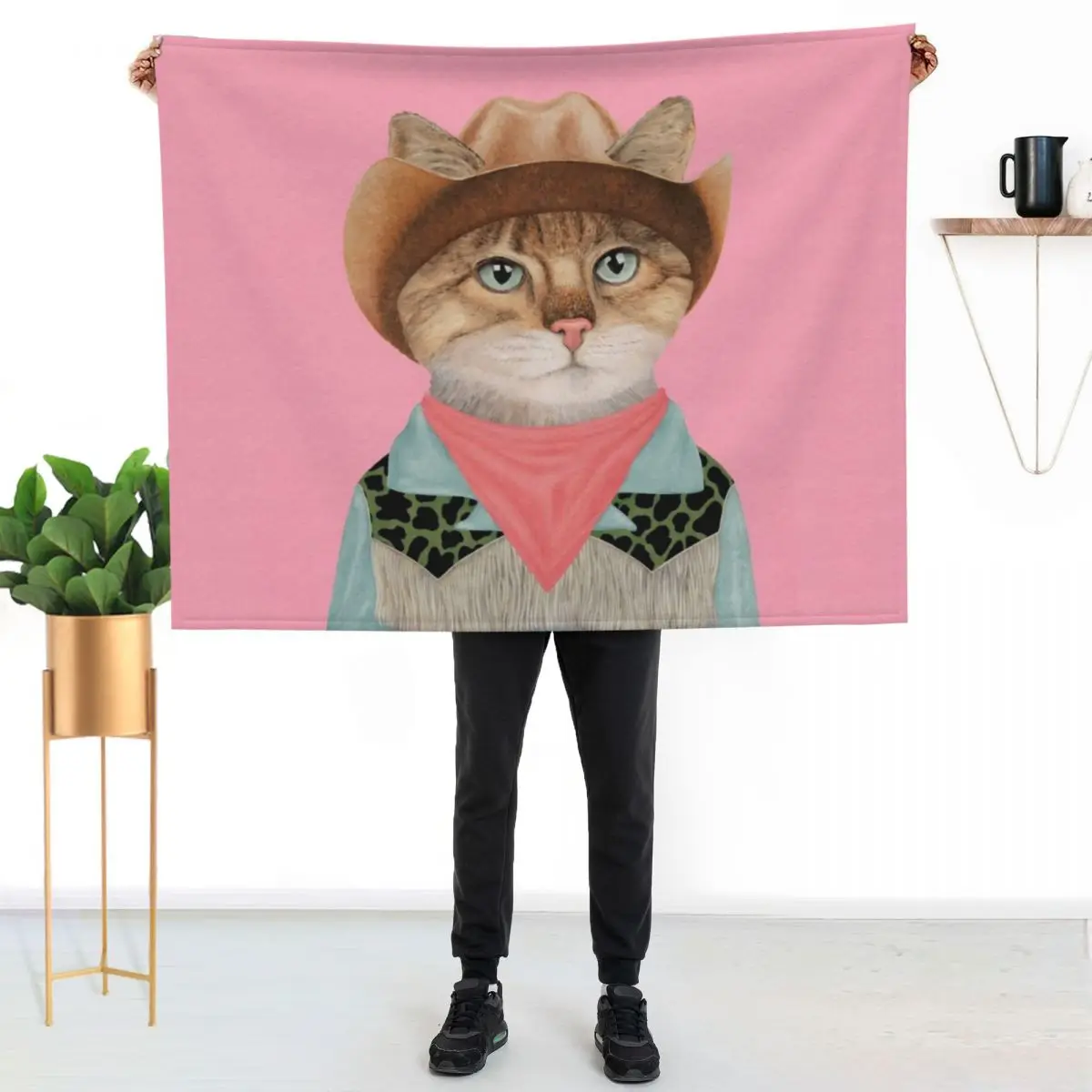 Rodeo Kitty Cowboy Cat Throw Blanket Custom cosplay anime Summer Beddings For Sofa Thin Summer Vintage Blankets
