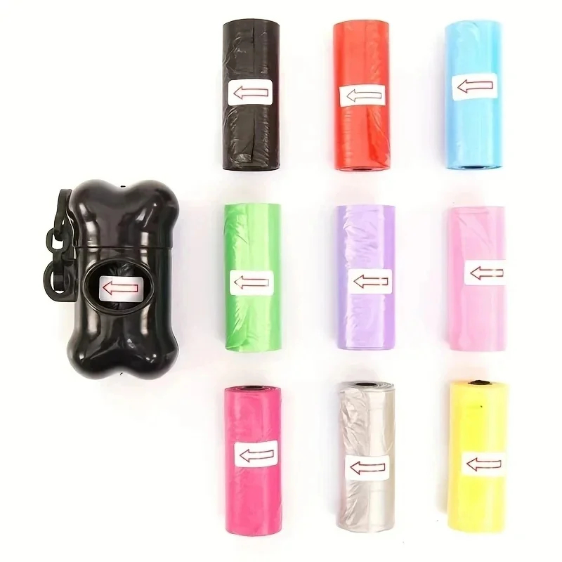 1/2RollS Pet Poop Bags Disposable Dog Waste Bags Bulk Poop Bags with Leash Clip and Bone Bag Dispenser