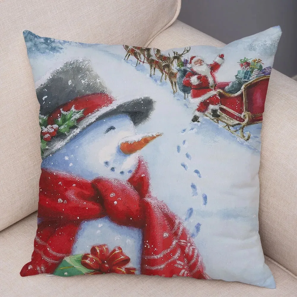 Christmas Themed Pillowcases Car Accessories Office Santa Claus Living Room Sofa Home Pillowcases