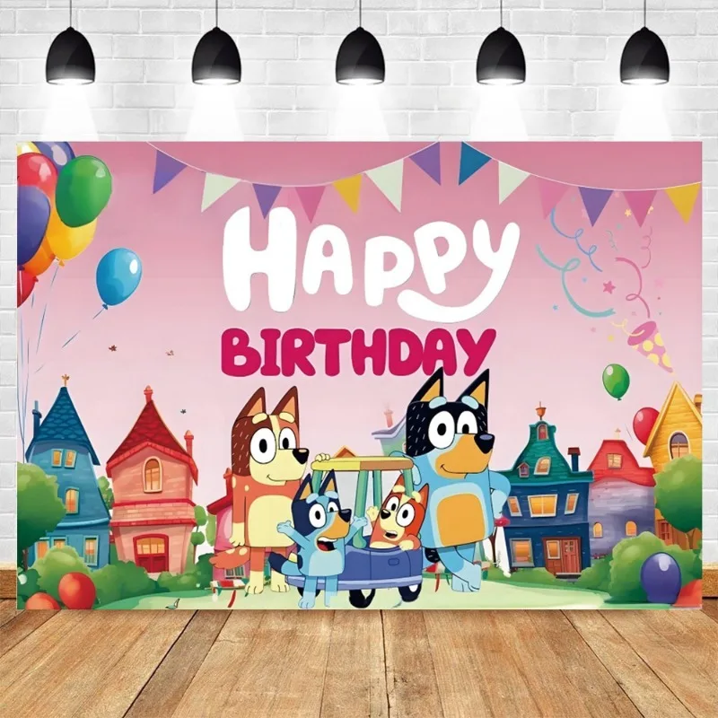 

Hot New Blueys Birthday Background Banner Blueys Bingo Family 210x180cm Birthday Party Decoration Background Cloth