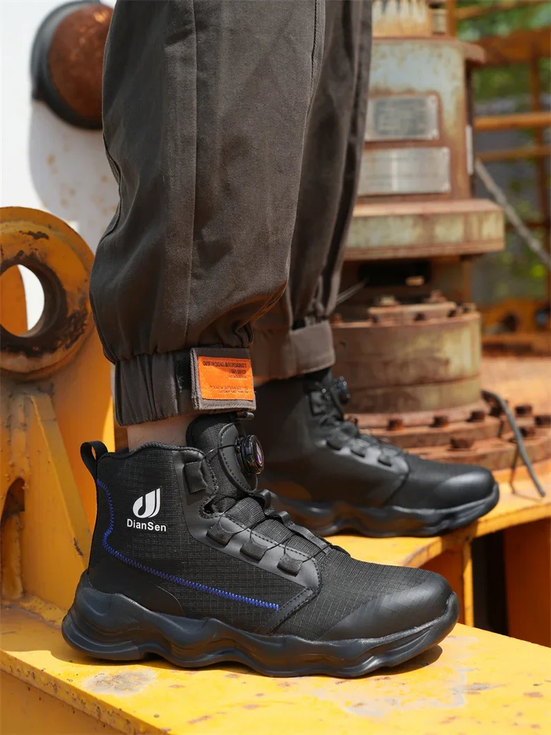 New Rotating Button Men Work Sneakers Steel Toe Shoes Safety Boots Puncture-Proof work Shoes Indestructible Protective Boots