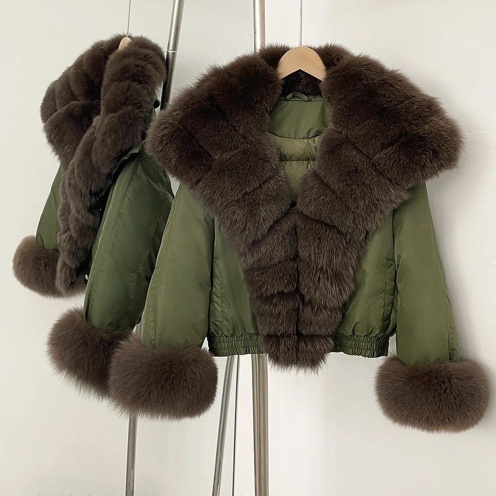 

OFTBUY Пуховик с воротником из натурального лисьего меха Parker утиное пуховое пальто зимняя женская мода теплая короткая куртка-пуховик с натуральным мехом манжеты женская