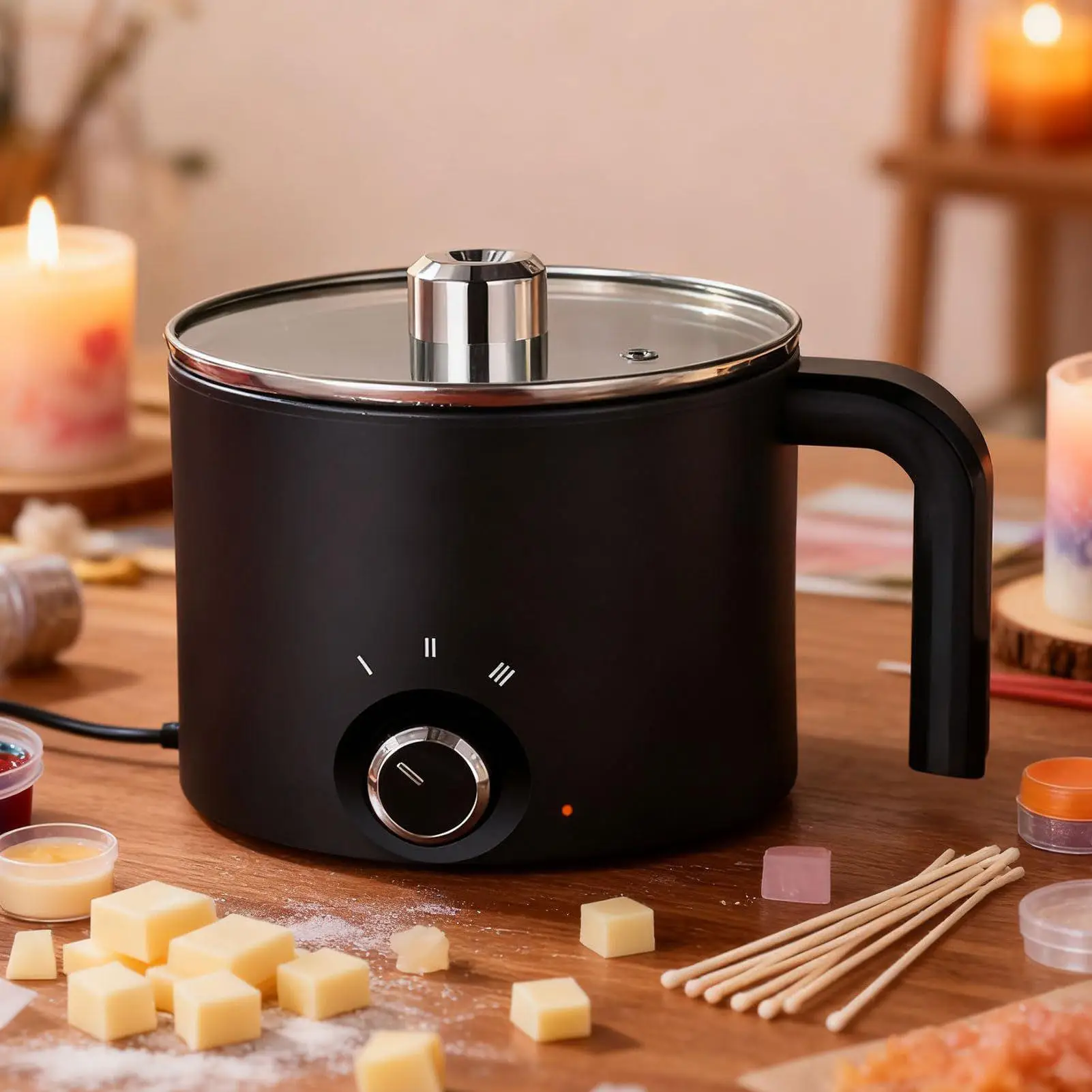 1.5L Wax Melting Pot Candle Wax Melting Device 3 Level Temperature Adjustment Electric Non-stick Candle Making Melting Pot