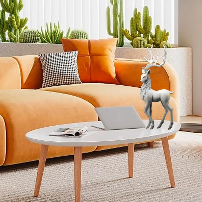 Reindeer Decor Modern Deer Desk Ornament Elegant Deer Statue For Christmas Decorations Resin Elk Animal Figurines For Home Decor