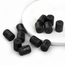 Wholesale 12 Constellation Beads Matte Black Cylindrical Zodiac Bead for Jewelry Making DIY Necklace Bracelet Accessories