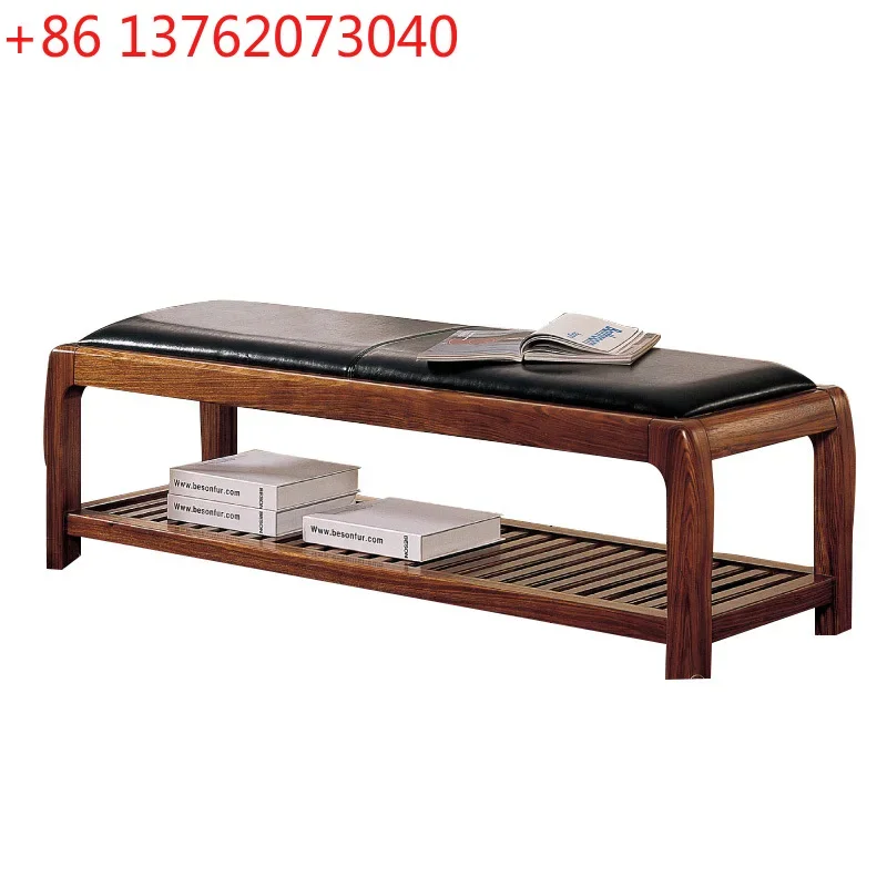 New Chinese Style Ugyen Wood Solid Wood Bed End Stool Modern Light Luxury Home Doorway Leather Shoe Changing Stool