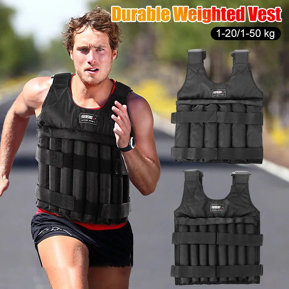 

50/20Kg Loading Weighted Vest Adjustable Weight Boxing Training Exercise Waistcoat Durable Invisible Sand for Running Training