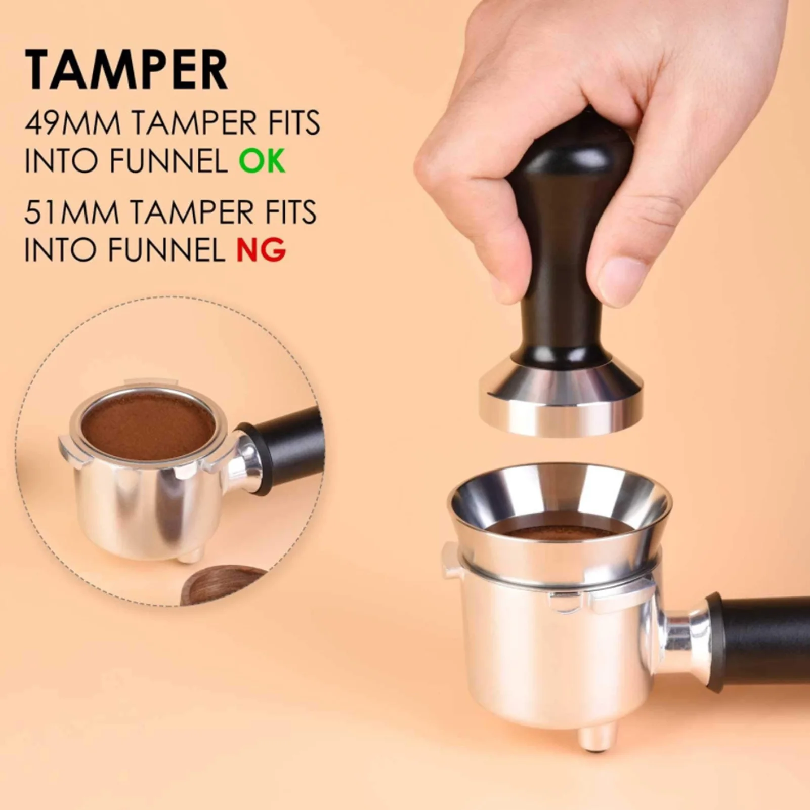 Precision Stainless Steel Coffee Funnel Easily Use Durable Coffee Dosing Rings for Avoiding Messing up Work Top