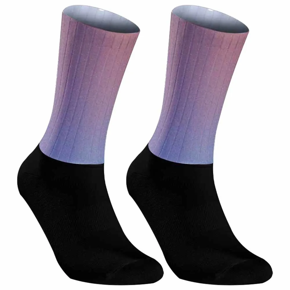 Cycling Socks Bicycle Socks Blue purple patterned socks Compression Non Slip Hiking Runing Socks New