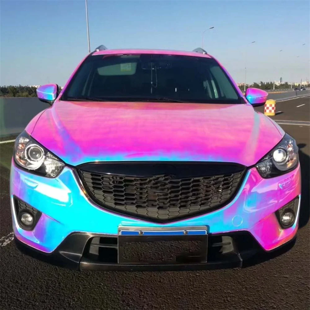 Premium PET Glossy Matte Rainbow Iridescent Chrome Vinyl Wrap Roll DIY Waterproof Car Motorcycle Adhesive Film