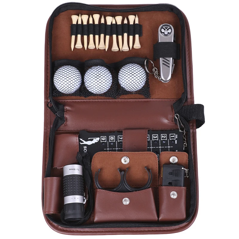 

Golf Gifts for Men and Women Golf Accessories Set with Golf Balls Scorer Brush Wood Tees Telescope Multifunctional Divot knife