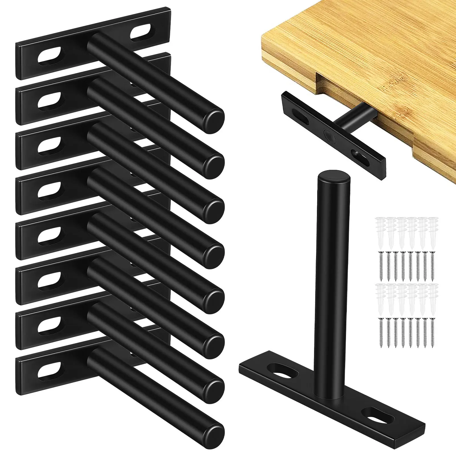 10Pcs Floating Shelf Brackets Iron Wall Shelf Supports Heavy Duty Hidden Angle Brackets for Wood Shelving Right Angle Bracket