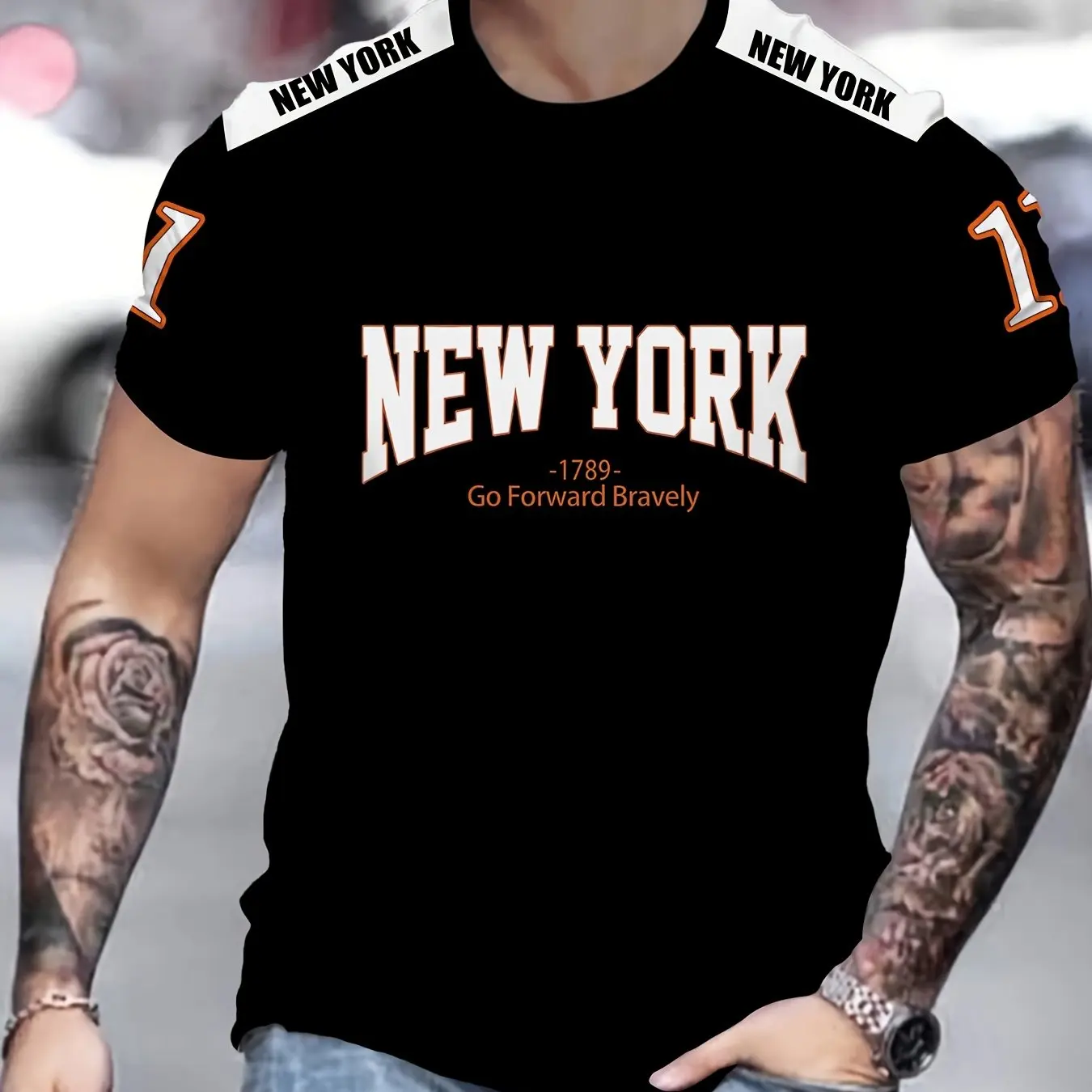 

Мужская повседневная футболка с круглым вырезом и принтом Нью-Йорка, летняя спортивная мужская дышащая футболка с короткими рукавами, мужская пляжная футболка