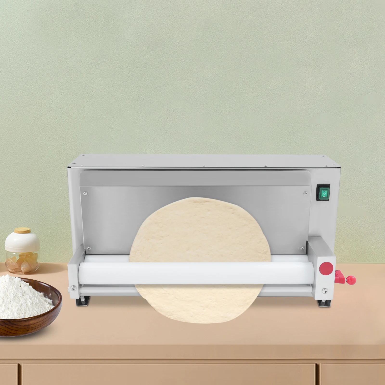 3-18インチシルバー電気ピザ生地マシン、110V食品グレード樹脂ピザプレス成形機卓上ピザショップ用