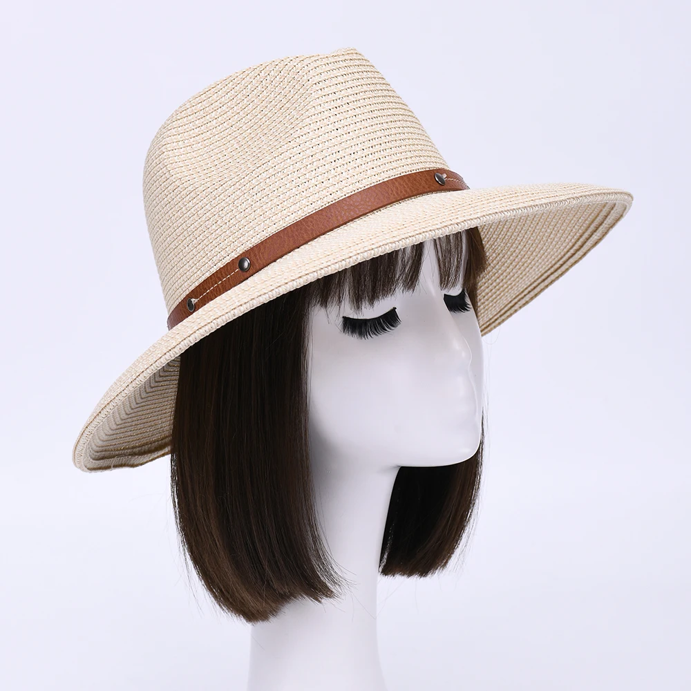 Jaxmonoy Panama straw Hat Men and Women's Spring and Summer Fashionable Sun Protection Hat 2024 New Summer Hat Beach Caps Female