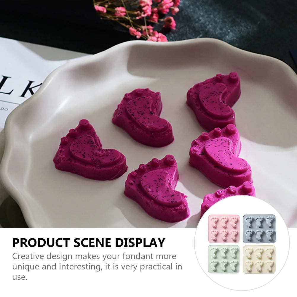 

4pcs Footprint For Ice Mould Cake Chocolate Chocolate Mold Fondant Ice Baking Mould Kitchen Cake Mold Tool Gift