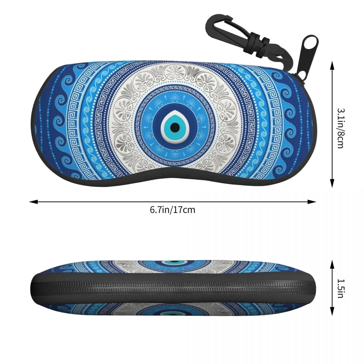 Greek Mati Mataki Sunglasses Soft Case Neoprene Zipper Matiasma Evil Eye Ornament Shell Eyeglass Case Protective Box For Glasses