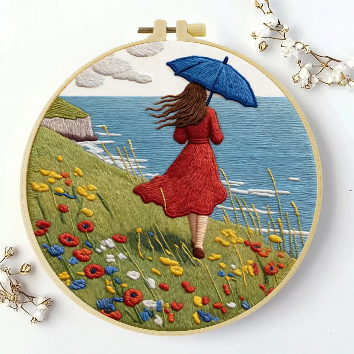1 Stück 20X20CM/15X15CM 7,87/6,3 Zoll Die Rückansicht des Mädchens Stickerei-Starter-Kit DIY-Kit DIY-Stickerei-Kit Handarbeiten – Detail 1