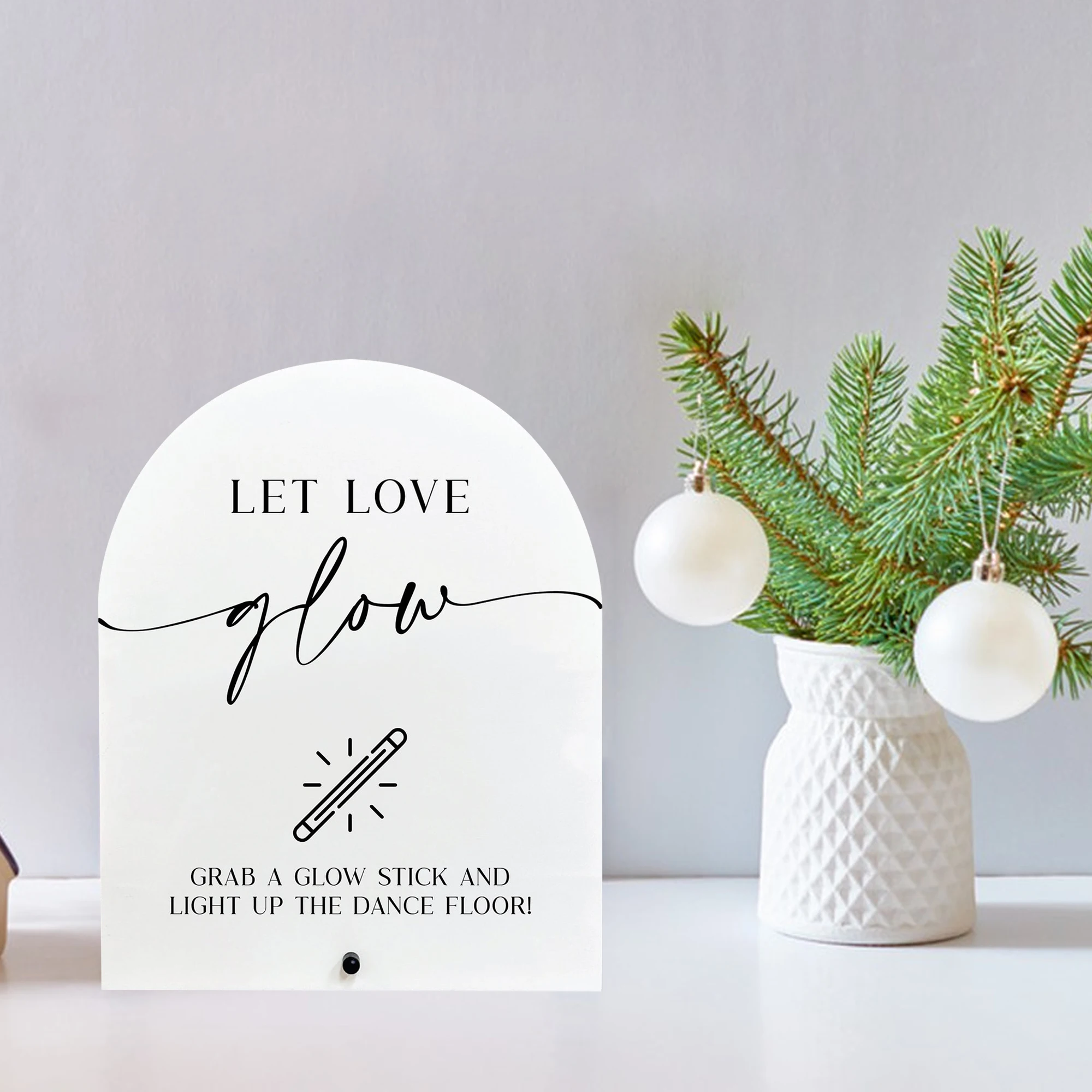Let love glow acrylic sign, Let love glow sign, Glow stick wedding sign, Dance floor glow stick sign, Grab a glow stick sign
