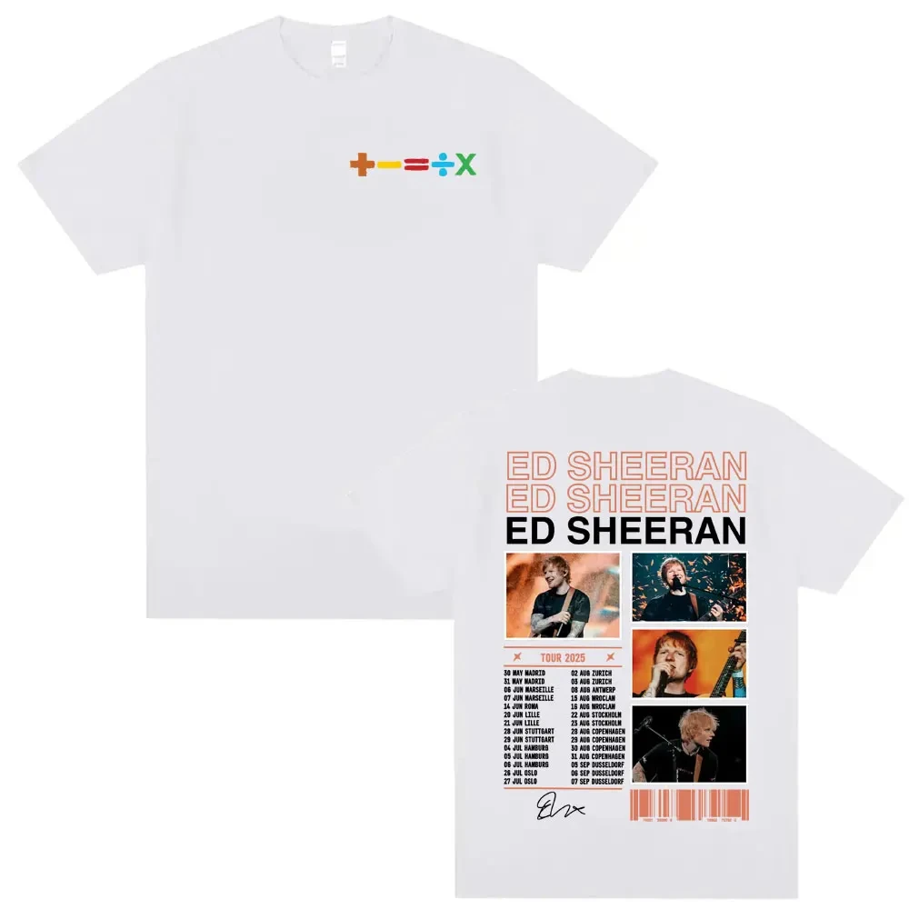Ed Sheeran Tour 2025 تي شيرتات ورق الرسم البياني الرجال ريترو 90s الهيب هوب موسيقى البوب تي شيرت للجنسين الصيف بلوزات مستديرة العنق قصيرة الأكمام تي شيرت