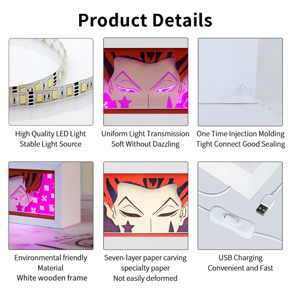 Cool Action Figure 3D Anime Led Light Box Paper Carving Night Lights Shawo Box Frame Eye Table Lamp Room Decor Kid Brithday Gift