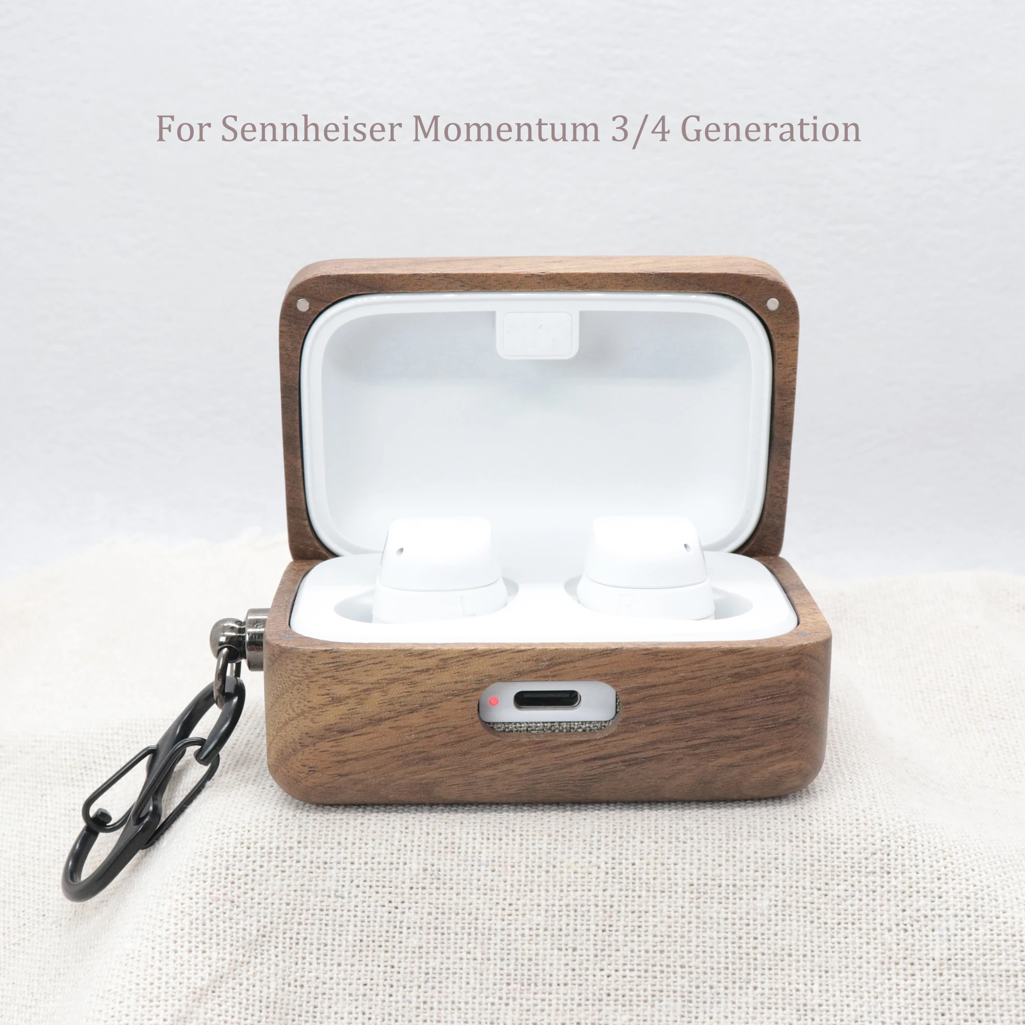 

Earphone Case for Sennheiser Momentum 3/4,North American Walnut ,Headphone Case with High-Quality Metals Keychain