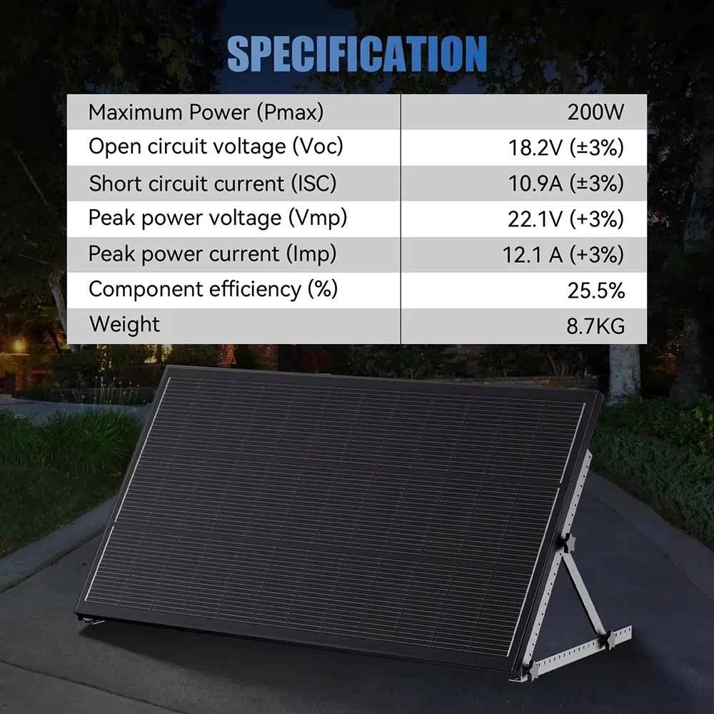 RVPOZWER 200W/400W/800W Solarmodule 18BB N-Typ Mono-Zellen 25,5% Hocheffiziente PV-Module für Haus, Wohnmobil, Aufladung im Freien, netzunabhängig